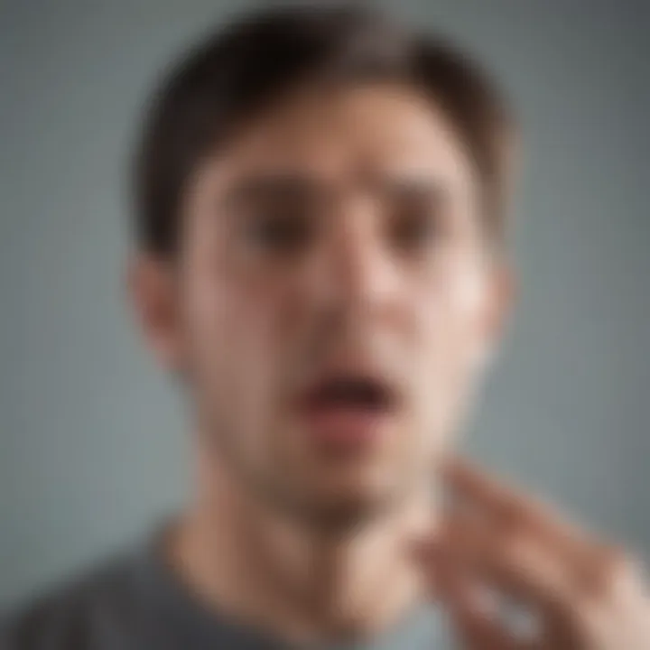 A conceptual illustration exploring the psychological effects of chronic hiccuping