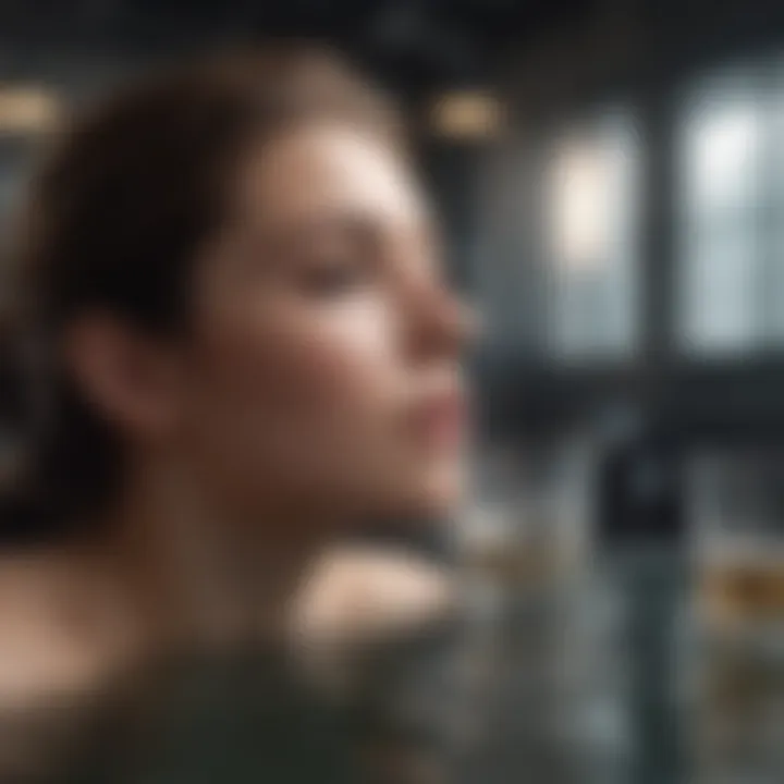 A serene environment encouraging relaxation and hydration