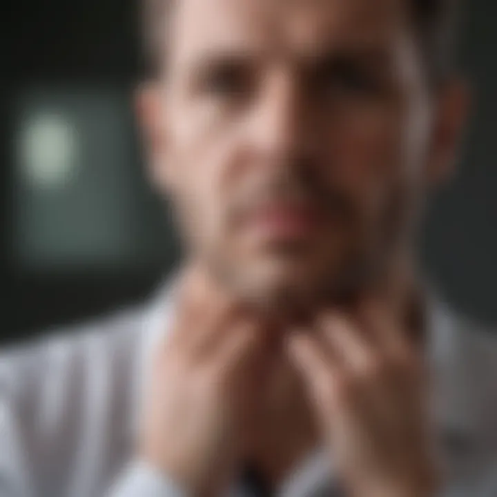 Infographic summarizing management strategies for throat pain and chest tightness