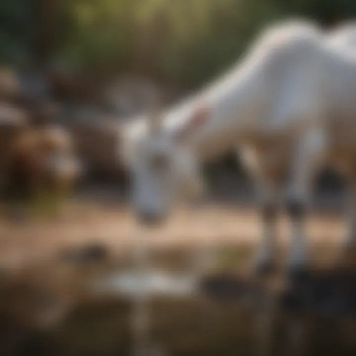 Goat drinking clean water