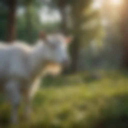 Healthy goat grazing