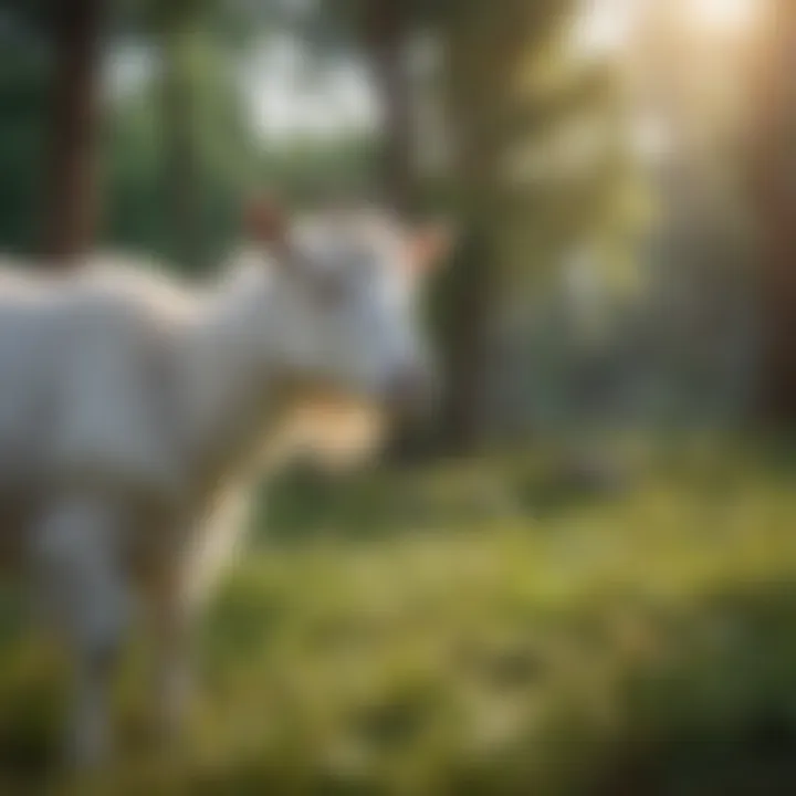 Healthy goat grazing