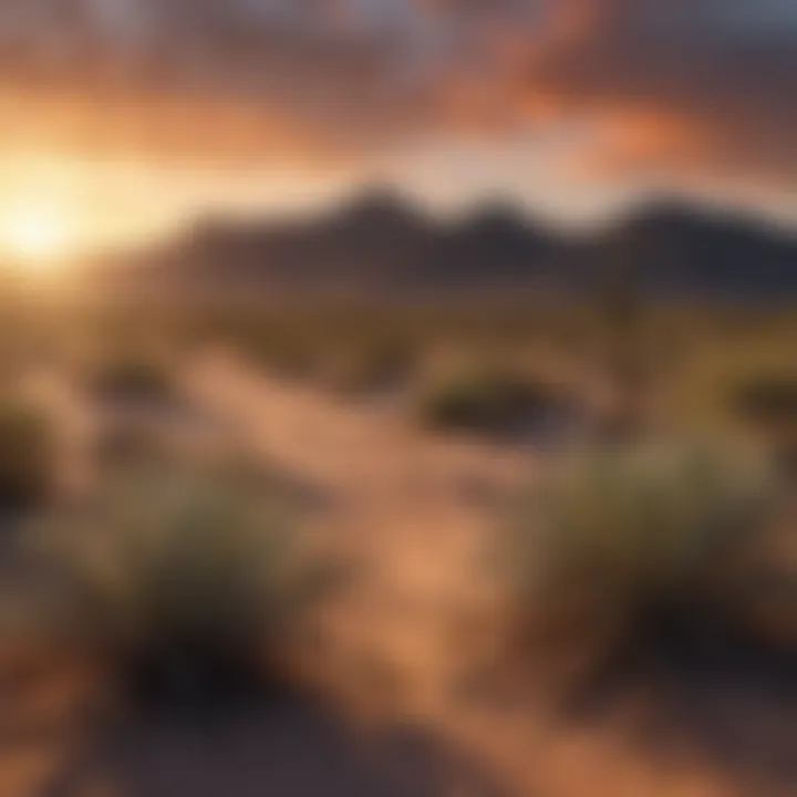 Natural lighting effects on Tucson's desert landscape during sunset.