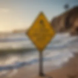 Warning sign indicating strong currents