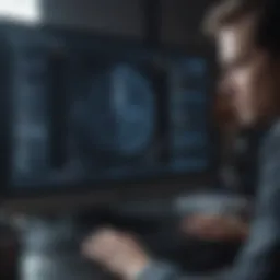 A digital forensic analyst examining a computer screen with forensic software
