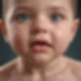 Illustration showing a newborn exhibiting physical symptoms of congenital hypothyroidism.