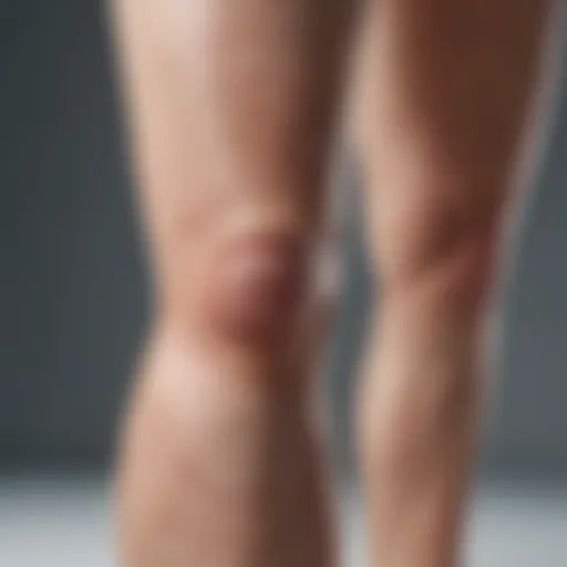 Close-up of irritated skin on lower legs showing eczema patches
