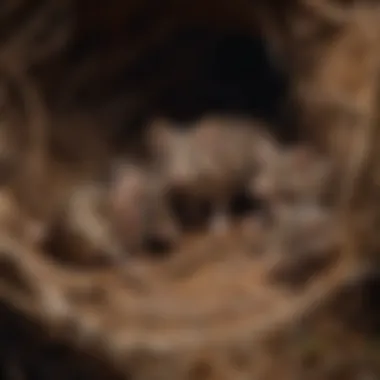 Examining a Mouse Nest with Newborns A close-up view of a mouse nest with newborn pups