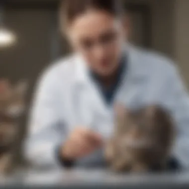 Veterinarian examining a cat's health