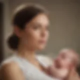 A serene depiction of a new mother experiencing postpartum challenges.