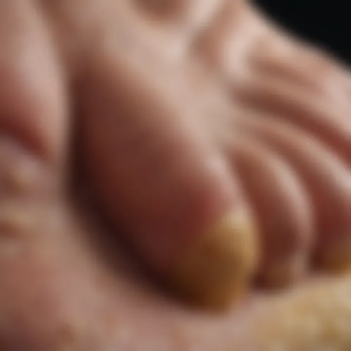 A close-up of a foot showcasing spongy texture with visible indentations