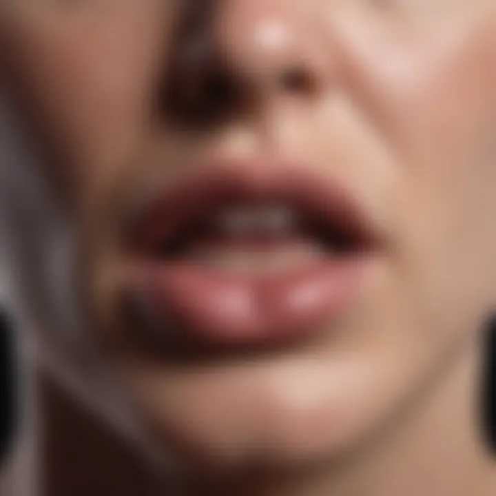 Diagram illustrating allergic reactions affecting the lip