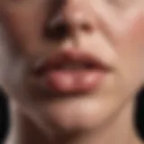 Inflamed lower lip highlighting swelling