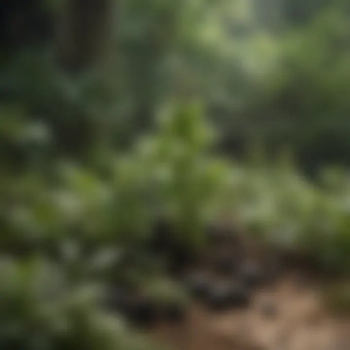 A serene herbal setting with black cohosh root alongside other herbal supplements.