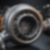 Detailed diagram of a turbocharger showing its components