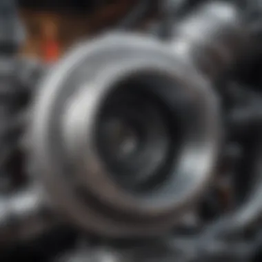 Turbocharger in Automotive Engineering Turbocharger installed on an engine showcasing its application