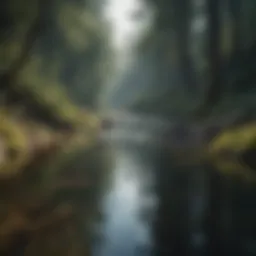 A serene landscape showcasing freshwater resources