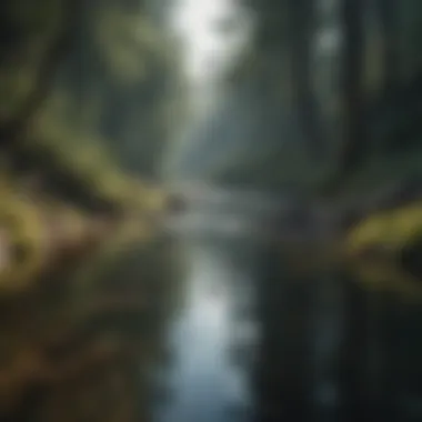 A serene landscape showcasing freshwater resources