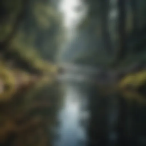 A serene landscape showcasing freshwater resources