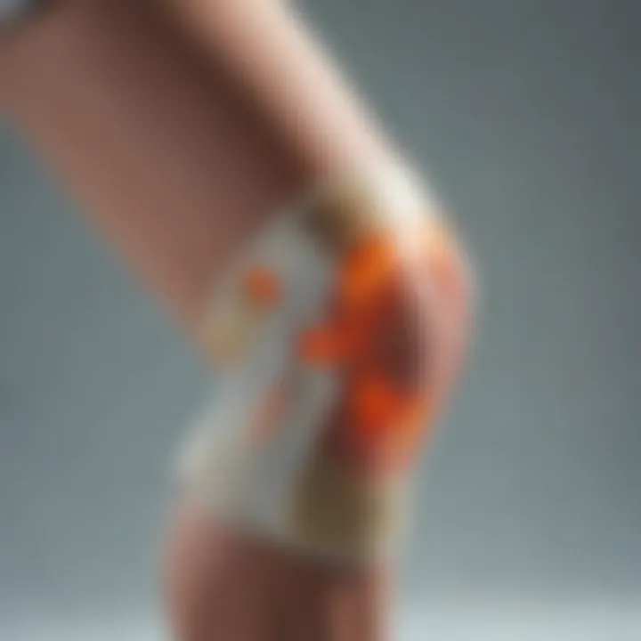 A thermotherapy pad applied to a knee joint