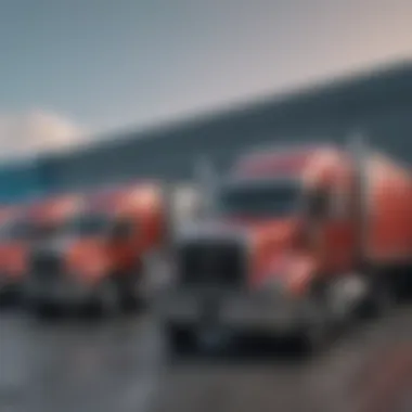 Transport Trucks at Loading Docks Transport trucks lined up near loading docks in Vancouver