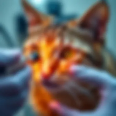Veterinary Examination of the Third Eyelid Veterinary consultation examining third eyelid in a cat