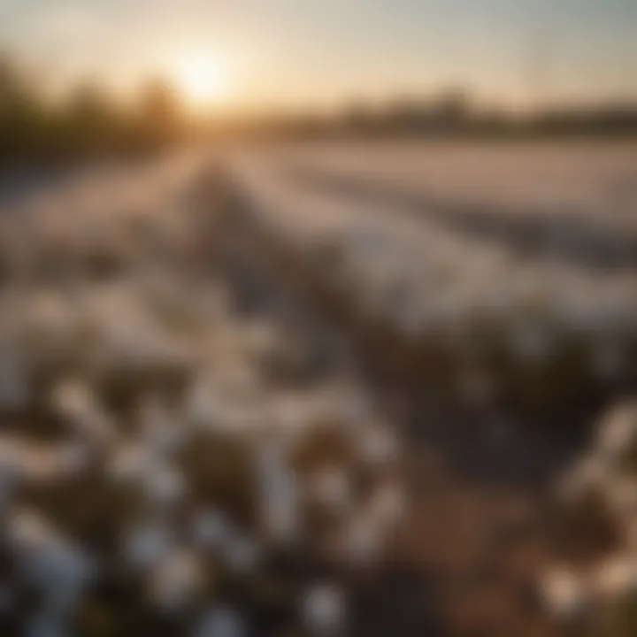 Illustration of cotton fields highlighting production metrics