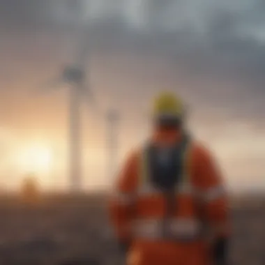 Emergency responders conducting a rescue drill at a wind turbine site.